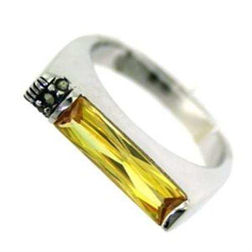 LOAS724 - Rhodium 925 Sterling Silver Ring with AAA Grade CZ in Citrine - Alamode - Flyclothing LLC