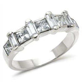 LOAS725 - High-Polished 925 Sterling Silver Ring with AAA Grade CZ in Clear - Alamode - Flyclothing LLC