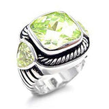LOAS757 - Rhodium 925 Sterling Silver Ring with AAA Grade CZ in Apple Green color - Alamode - Flyclothing LLC