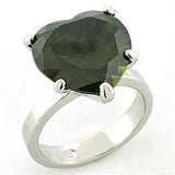 LOAS766 - Rhodium 925 Sterling Silver Ring with AAA Grade CZ in Olivine color - Alamode - Flyclothing LLC