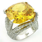 LOAS767 - Rhodium 925 Sterling Silver Ring with AAA Grade CZ in Champagne - Alamode - Flyclothing LLC