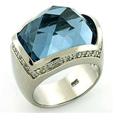 LOAS769 - Rhodium 925 Sterling Silver Ring with Semi-Precious Spinel in London Blue - Alamode - Flyclothing LLC