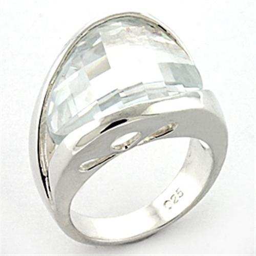 LOAS776 - Rhodium 925 Sterling Silver Ring with AAA Grade CZ in Clear - Alamode - Flyclothing LLC