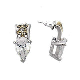 LOAS782 - Reverse Two-Tone 925 Sterling Silver Earrings with AAA Grade CZ in Clear - Alamode - Flyclothing LLC