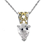 LOAS783 - Reverse Two-Tone 925 Sterling Silver Chain Pendant with AAA Grade CZ in Clear - Alamode - Flyclothing LLC