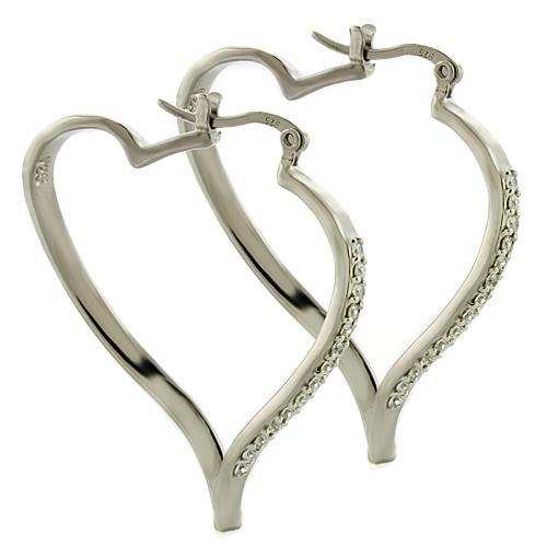 LOAS784 - High-Polished 925 Sterling Silver Earrings with AAA Grade CZ in Clear - Alamode - Flyclothing LLC