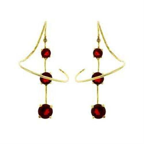 LOAS798 - Gold 925 Sterling Silver Earrings with AAA Grade CZ in Ruby - Alamode - Flyclothing LLC