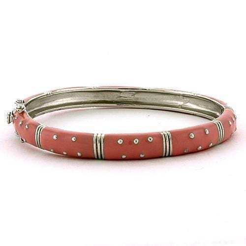 LOAS811 - Rhodium 925 Sterling Silver Bangle with Epoxy in Rose - Alamode - Flyclothing LLC