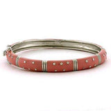 LOAS811 - Rhodium 925 Sterling Silver Bangle with Epoxy in Rose - Alamode - Flyclothing LLC