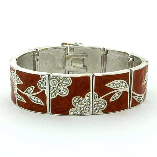 LOAS812 - Rhodium 925 Sterling Silver Bracelet with Top Grade Crystal in Clear - Alamode - Flyclothing LLC