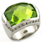 LOAS817 - Rhodium 925 Sterling Silver Ring with Synthetic Synthetic Glass in Peridot - Alamode - Flyclothing LLC