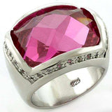 LOAS818 - Rhodium 925 Sterling Silver Ring with AAA Grade CZ in Rose - Alamode - Flyclothing LLC