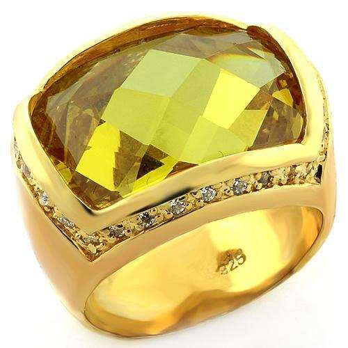 LOAS819 - Gold 925 Sterling Silver Ring with AAA Grade CZ in Topaz - Alamode - Flyclothing LLC