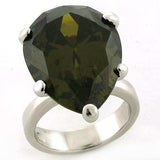 LOAS821 - Rhodium 925 Sterling Silver Ring with AAA Grade CZ in Olivine color - Alamode - Flyclothing LLC