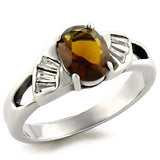 LOAS827 - High-Polished 925 Sterling Silver Ring with Semi-Precious Smoky Quarter in Smoky Topaz - Alamode - Flyclothing LLC