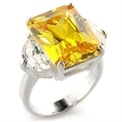 LOAS828 - High-Polished 925 Sterling Silver Ring with AAA Grade CZ in Citrine - Alamode - Flyclothing LLC