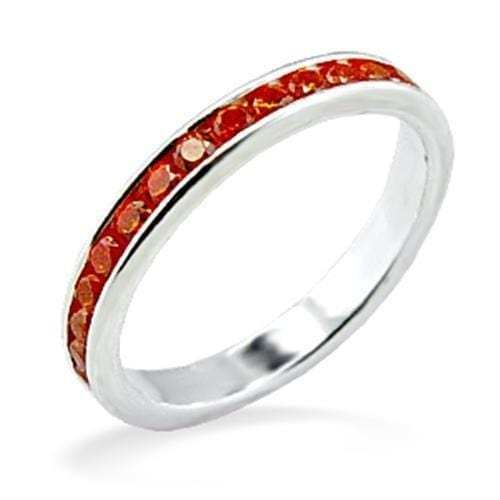 LOAS829 - High-Polished 925 Sterling Silver Ring with AAA Grade CZ in Orange - Alamode - Flyclothing LLC