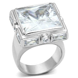 LOAS862 - Rhodium 925 Sterling Silver Ring with AAA Grade CZ in Clear - Alamode - Flyclothing LLC