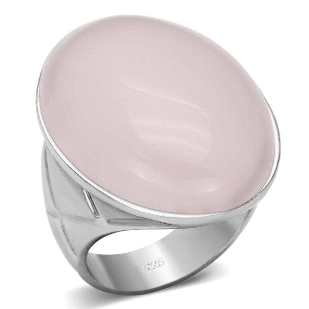 LOAS865 - Rhodium 925 Sterling Silver Ring with Precious Stone PINK CRYSTAL in Light Rose - Alamode - Flyclothing LLC