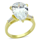 LOAS867 - Gold 925 Sterling Silver Ring with AAA Grade CZ in Clear - Alamode - Flyclothing LLC