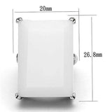 LOAS868 - Rhodium 925 Sterling Silver Ring with Synthetic Synthetic Glass in White - Alamode - Flyclothing LLC