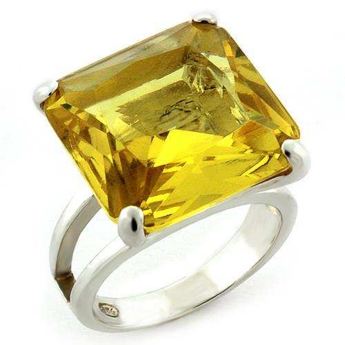 LOAS871 - High-Polished 925 Sterling Silver Ring with AAA Grade CZ in Citrine - Alamode - Flyclothing LLC