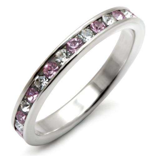 LOAS911 - High-Polished 925 Sterling Silver Ring with Top Grade Crystal in Light Amethyst - Alamode - Flyclothing LLC