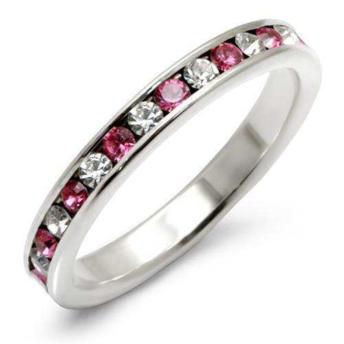 LOAS913 - High-Polished 925 Sterling Silver Ring with Top Grade Crystal in Rose - Alamode - Flyclothing LLC