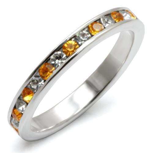 LOAS914 - High-Polished 925 Sterling Silver Ring with Top Grade Crystal in Topaz - Alamode - Flyclothing LLC