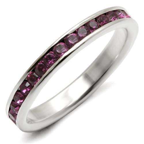 LOAS915 - High-Polished 925 Sterling Silver Ring with Top Grade Crystal in Amethyst - Alamode - Flyclothing LLC