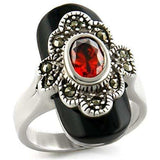 LOAS935 - Antique Tone 925 Sterling Silver Ring with AAA Grade CZ in Garnet - Alamode - Flyclothing LLC