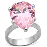 LOAS948 - Rhodium 925 Sterling Silver Ring with AAA Grade CZ in Rose - Alamode - Flyclothing LLC