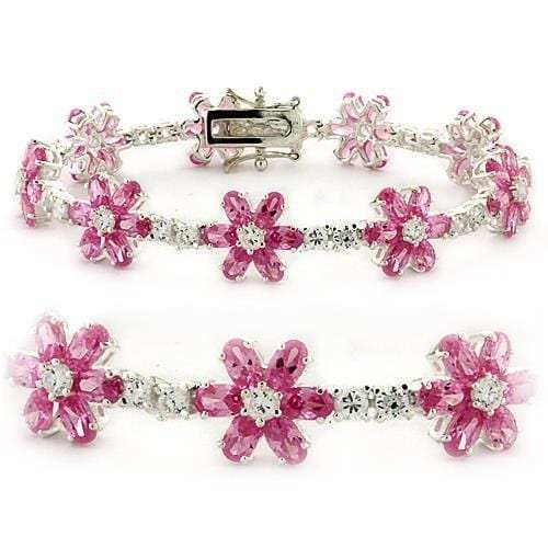 LOAS956 - High-Polished 925 Sterling Silver Bracelet with AAA Grade CZ in Rose - Alamode - Flyclothing LLC