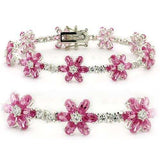LOAS956 - High-Polished 925 Sterling Silver Bracelet with AAA Grade CZ in Rose - Alamode - Flyclothing LLC