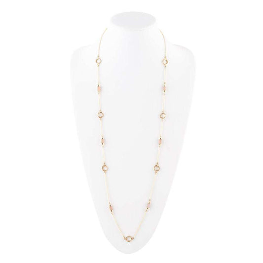 Long Delicate Orange Moonstone and Bronze Necklace - Barse Jewelry - Flyclothing LLC