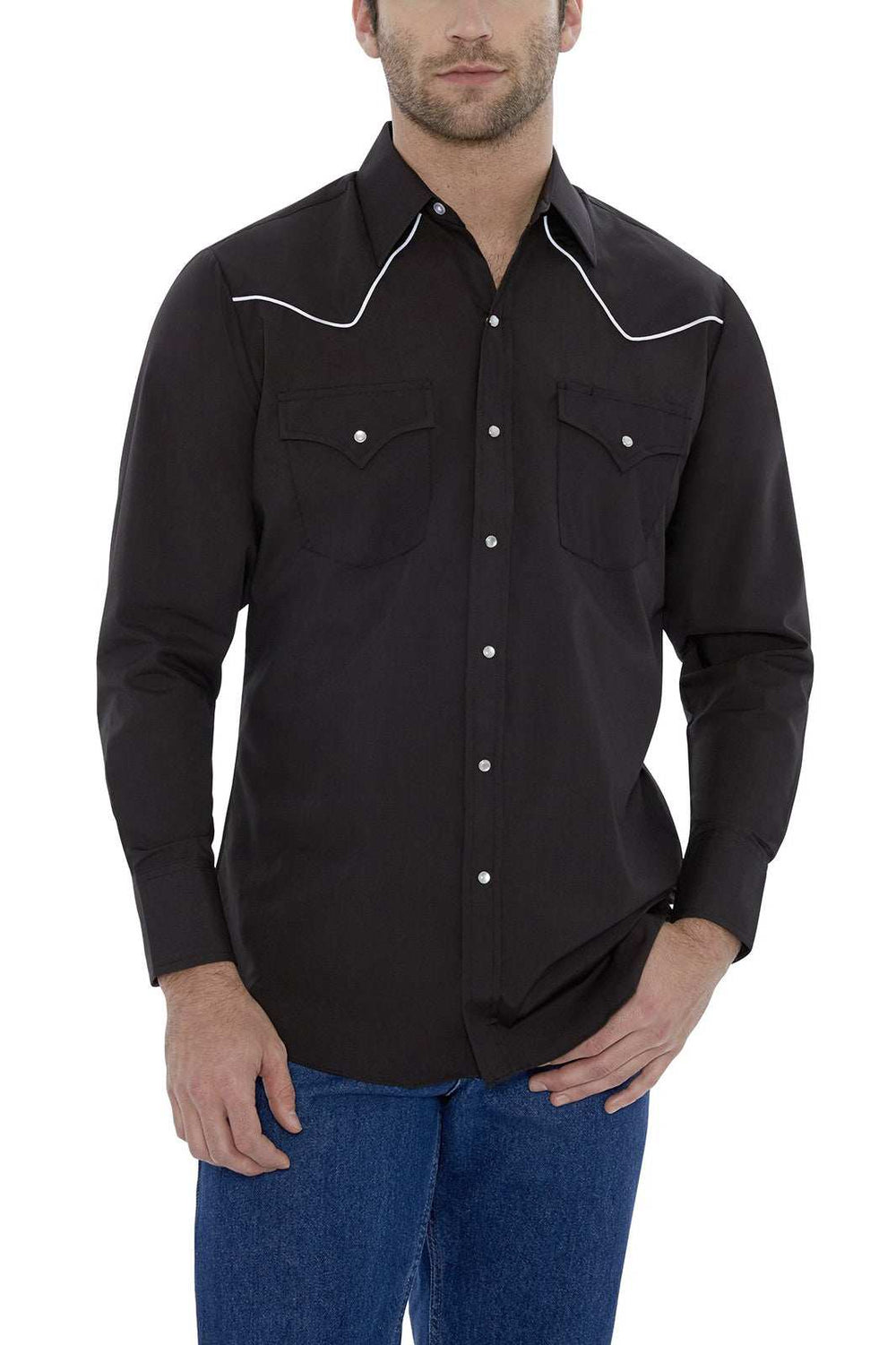 Men's Ely Cattleman Long Sleeve Western Snap Shirt with Contrast Piping - Ely Cattleman - Flyclothing LLC