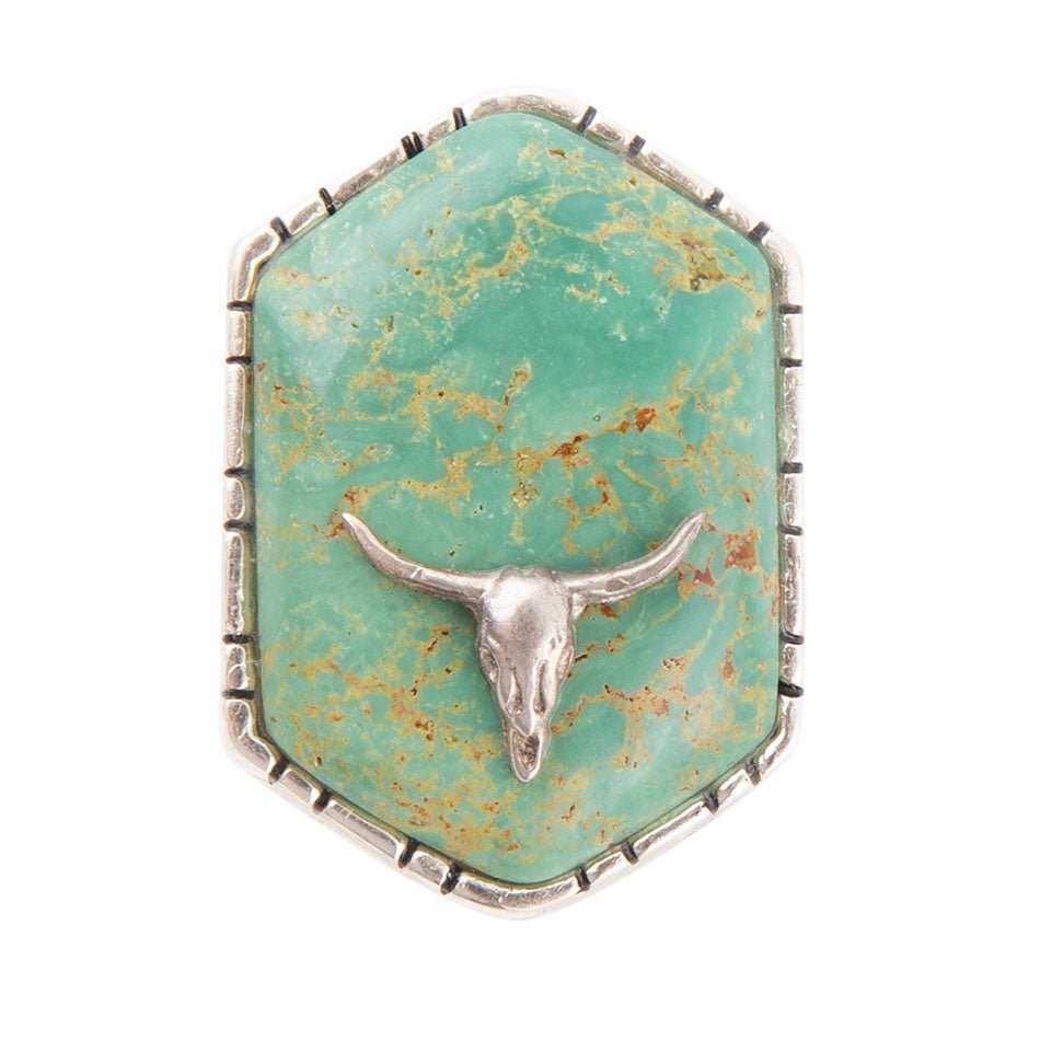 Longhorn Green Turquoise and Sterling Silver Ring - Barse Jewelry - Flyclothing LLC
