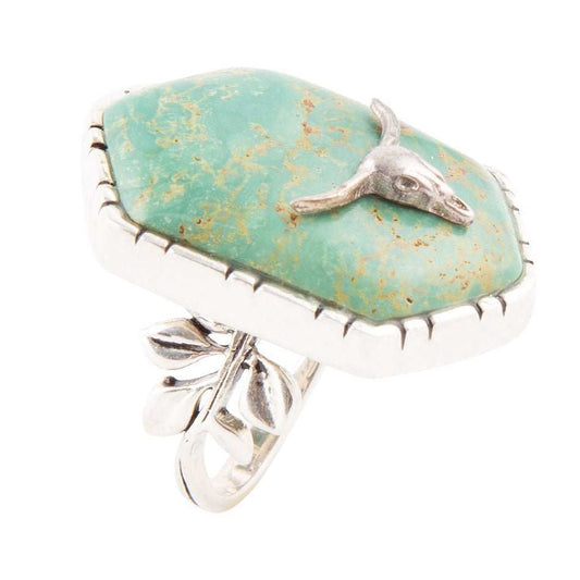 Longhorn Green Turquoise and Sterling Silver Ring - Barse Jewelry - Flyclothing LLC
