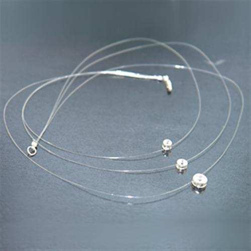 LOS002 - Silver 925 Sterling Silver Necklace with AAA Grade CZ in Clear - Alamode - Flyclothing LLC