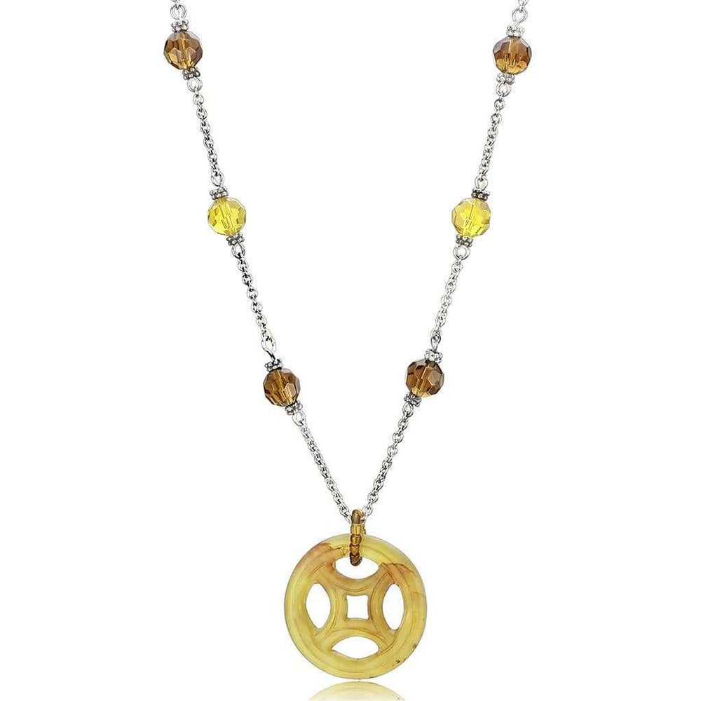 LOS027 - Silver 925 Sterling Silver Necklace with Synthetic Jade in Multi Color - Alamode - Flyclothing LLC