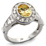 LOS031 - Rhodium 925 Sterling Silver Ring with AAA Grade CZ in Topaz - Alamode - Flyclothing LLC