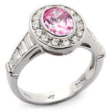 LOS044 - Rhodium 925 Sterling Silver Ring with AAA Grade CZ in Rose - Alamode - Flyclothing LLC