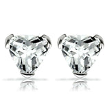 LOS048 - Rhodium 925 Sterling Silver Earrings with AAA Grade CZ in Clear - Alamode - Flyclothing LLC