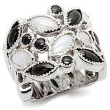 LOS113 - Rhodium 925 Sterling Silver Ring with Milky CZ in Multi Color - Alamode - Flyclothing LLC