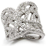 LOS117 - Rhodium 925 Sterling Silver Ring with AAA Grade CZ in Clear - Alamode - Flyclothing LLC