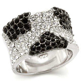 LOS121 - Rhodium + Ruthenium 925 Sterling Silver Ring with Top Grade Crystal in Jet - Alamode - Flyclothing LLC
