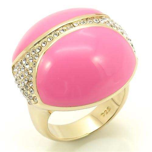 LOS170 - Gold 925 Sterling Silver Ring with Top Grade Crystal in Clear - Alamode - Flyclothing LLC