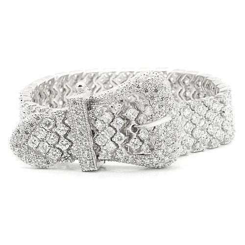 LOS179 - Rhodium 925 Sterling Silver Bracelet with AAA Grade CZ in Clear - Alamode - Flyclothing LLC