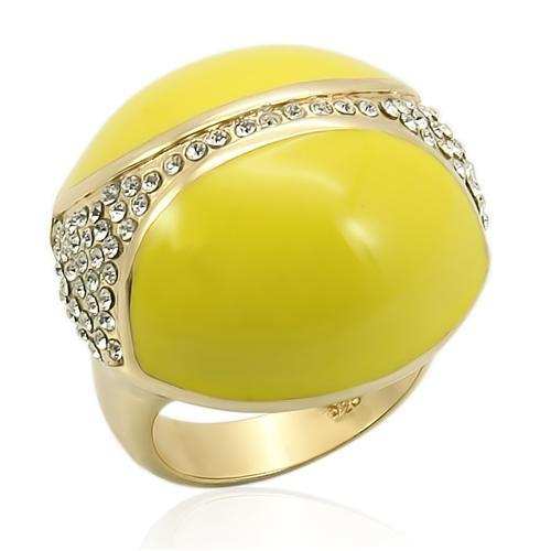 LOS184 - Gold 925 Sterling Silver Ring with Top Grade Crystal in Clear - Alamode - Flyclothing LLC