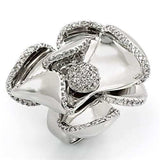 LOS188 - Rhodium 925 Sterling Silver Ring with AAA Grade CZ in Clear - Alamode - Flyclothing LLC